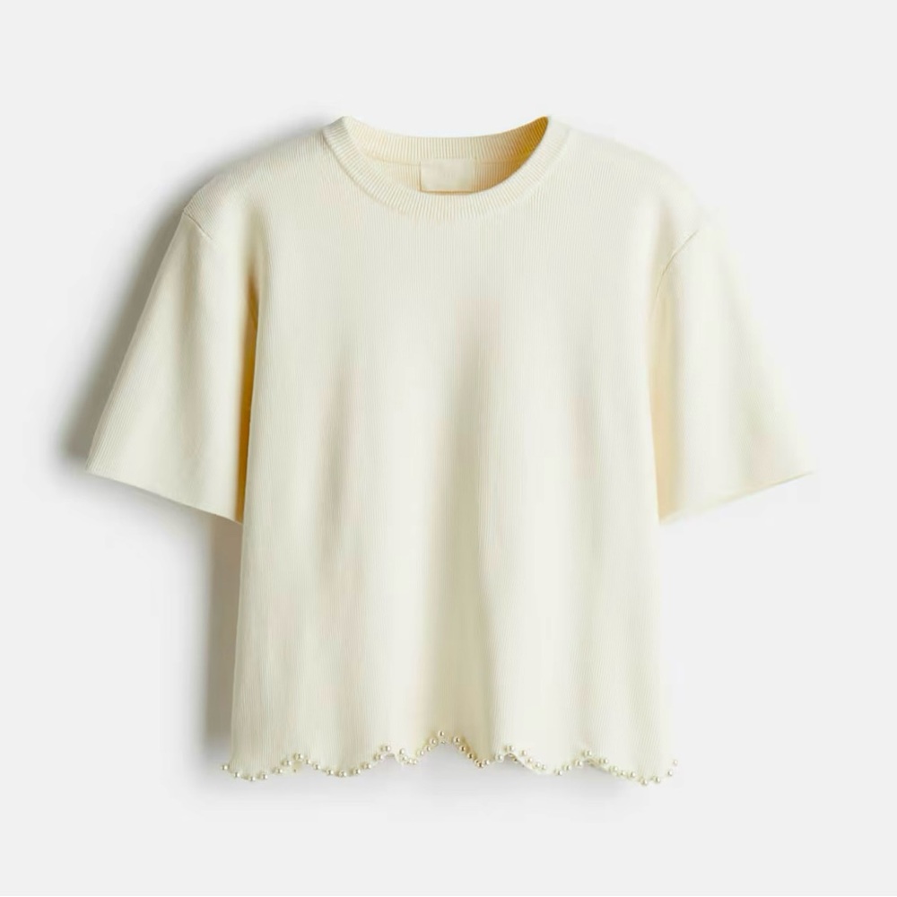 New! H&M pearl embellished knit top